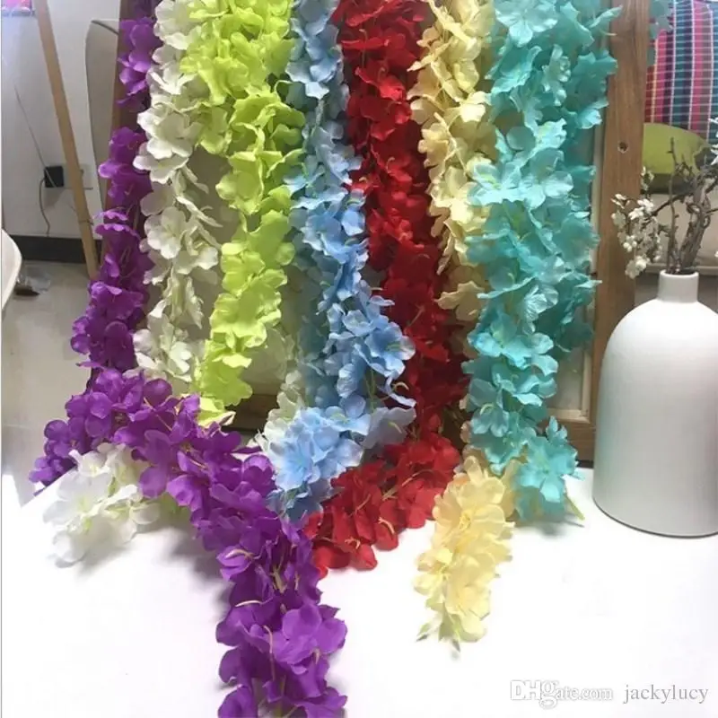 Upscale Artificial Silk Wisteria Flowers For DIY Wedding Arch Square Rattan Simulation Flowers Home Wall Hanging Decor