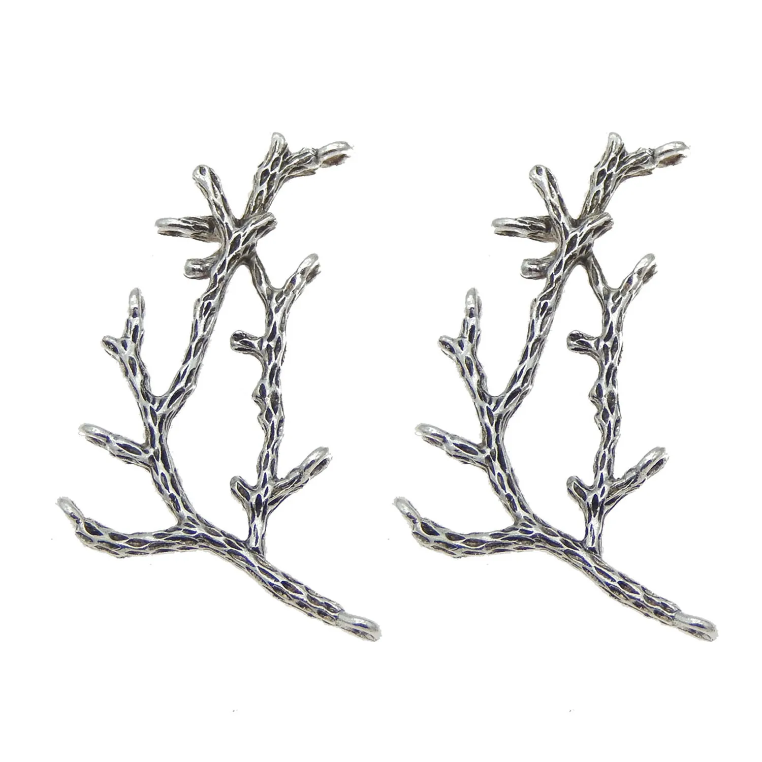 15pcs/lot Alloy Vintage Silver Color Necklace Pendant Bracelet Branches Handmade Craft Jewelry Making Finding  52*35mm  35352