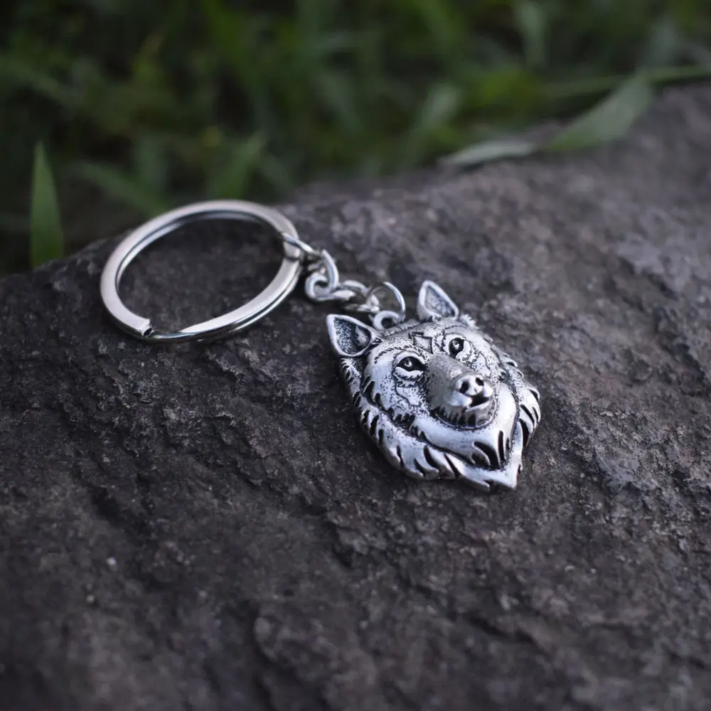 Wolf Key Chain Pagan Keyring Personalised Animal Pendant Keychain