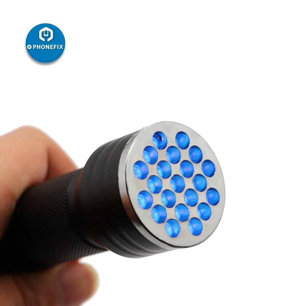 21led torcia ultravioletta colla UV polimerizzazione Blacklight torcia UV inchiostro asciugatrice denaro Fluorescer Detector UV olio polimerizzazione luce viola