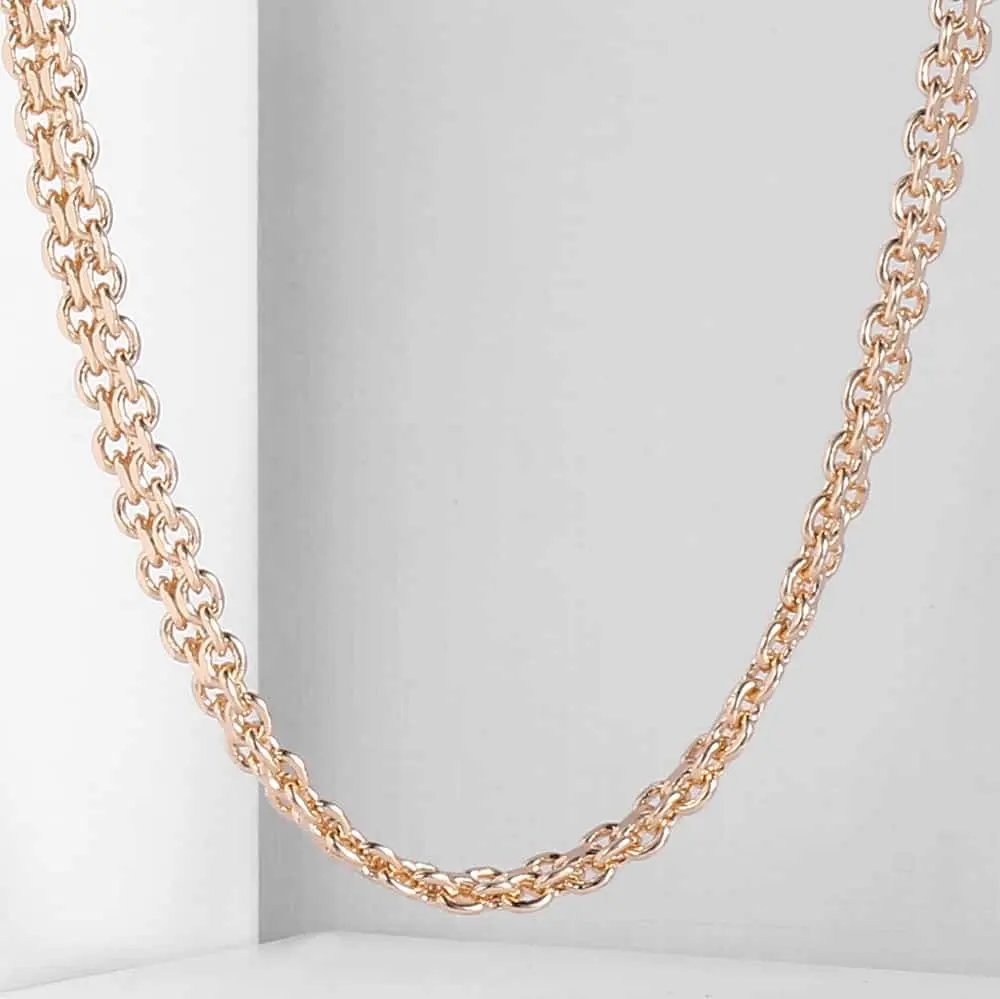 5mm Womens Girls Necklaces 585 Rose Gold Color Braided Weaving Bismark Link Chain Necklace Fashion Jewelry 20inch 24inch CN05