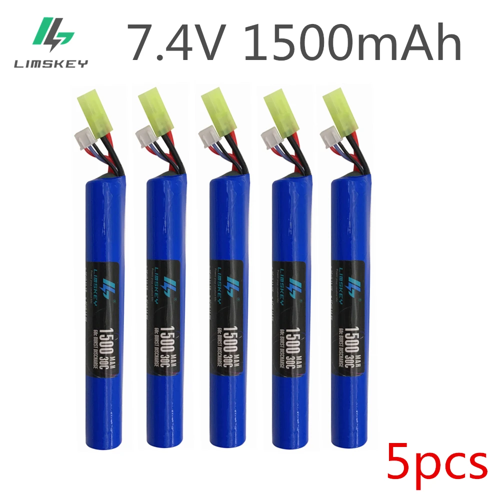 5pcs RC lithium battery 7.4V 1500mah 30C AKKU Mini Airsoft Gun Battery RC Model 30C Bateria 18650 Tamiya