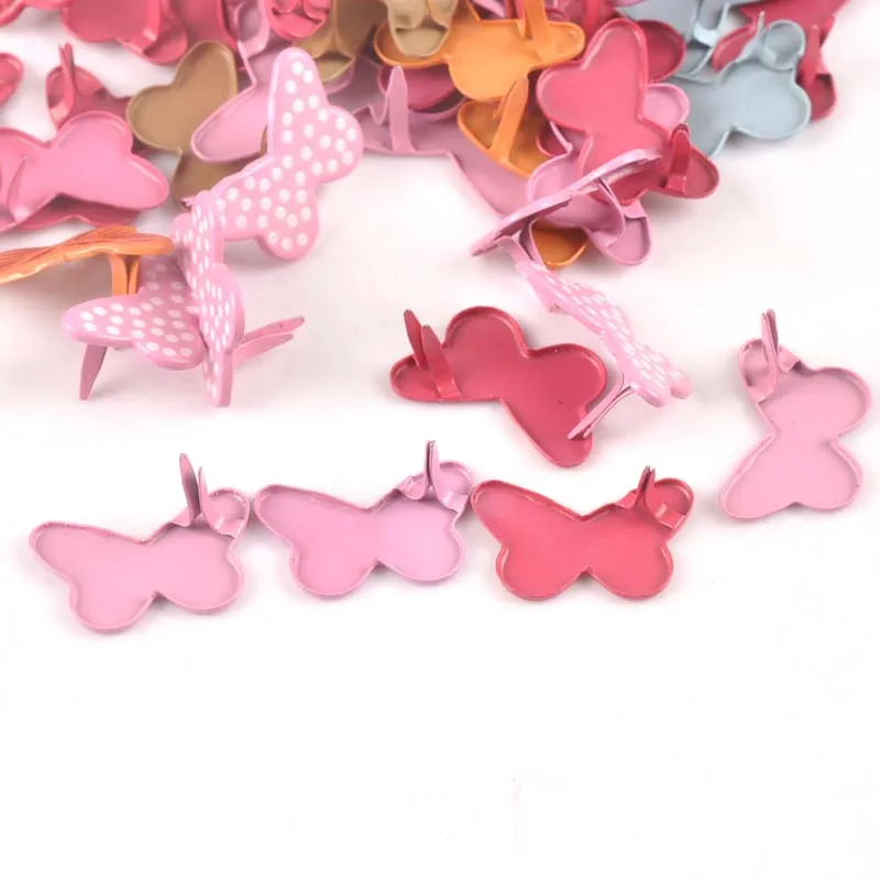 20pcs Mixed Color Butterfly Shape Brads For DIY Metal Crafts Embellishments For Scrapbooking Accessories Decor 20x13mm c2577