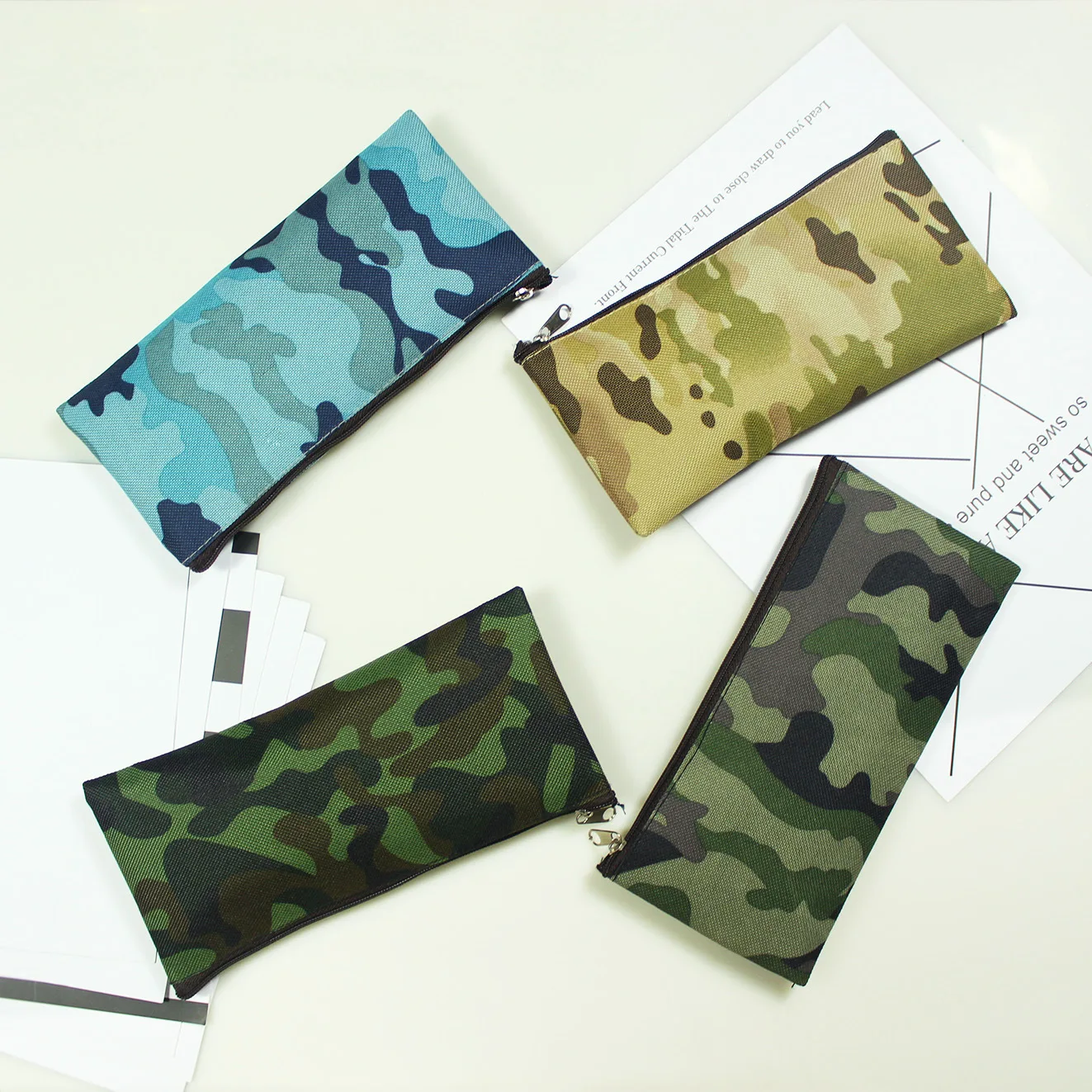 Camouflage Pencil Case Pencil Bag for Boys and Girls School Supplies Cosmetic Makeup Bags Zipper Pouch Purse 4 Colors