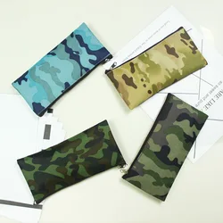 Estuche de lápices de camuflaje para niños y niñas, bolsa de lápices para suministros escolares, bolsas de maquillaje cosmético, monedero con cremallera, 4 colores