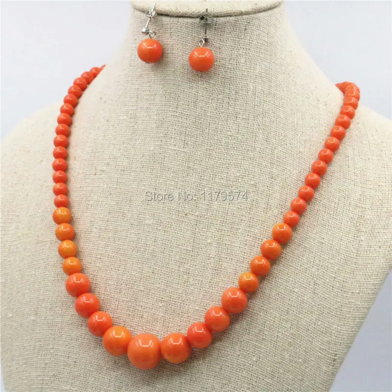 6-14mm Natural Accessories Orange Seashell Beads Tower Necklace Chain Earbob Earrings Sets Jewelry Making Christmas Girls Gifts