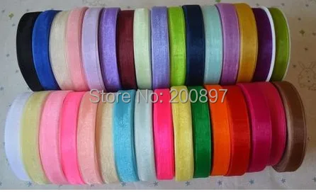 solid color 15mm organza ribbon roll 50yard/roll 10roll 500yards gift packing decoration uses mixed color choice