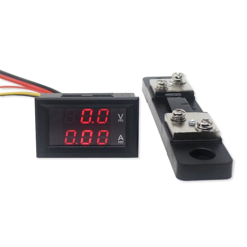 Mini 2 in 1 DC 0-100V/50A Voltmeter Ammeter LED Voltage Detector Current Monitor Meter Ampermeter With 50A Shunt Resistor