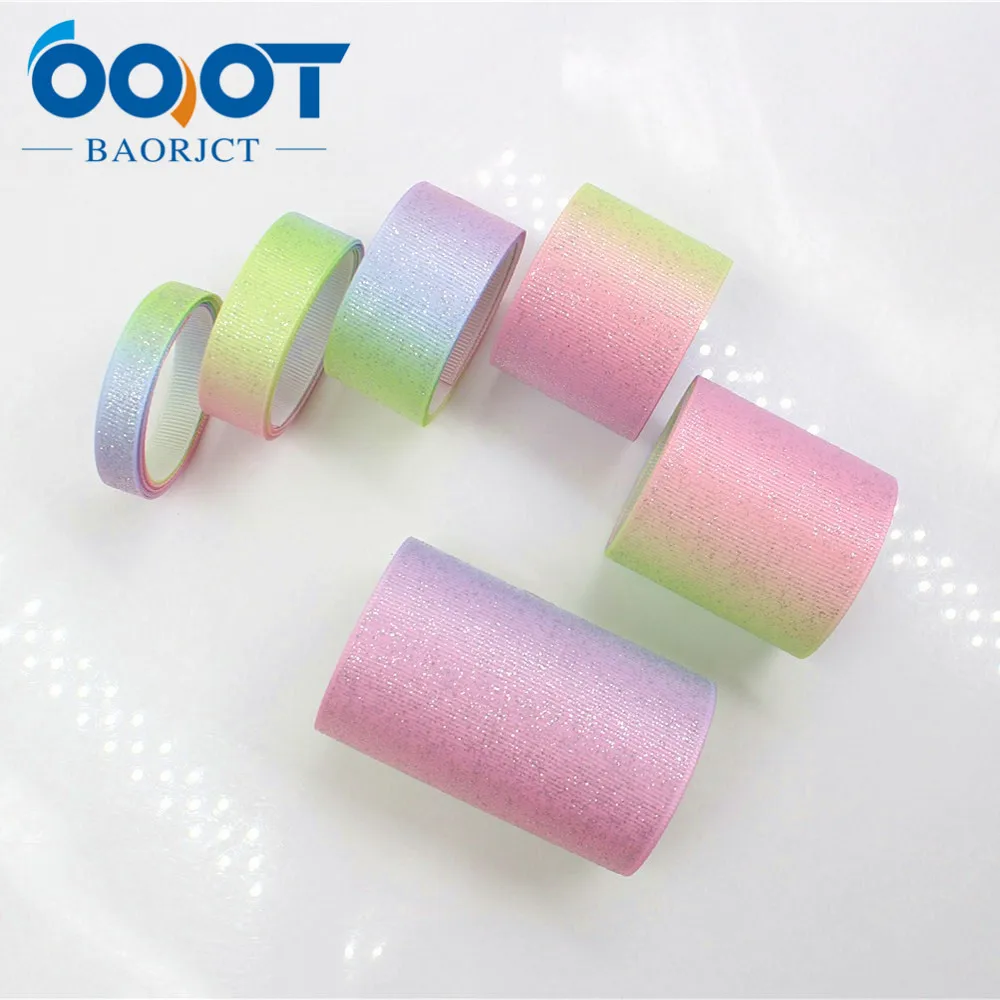 OOOT BAORJCT 171058,75MM Shiny Gradually colored Printed grosgrain ribbon,garment hair accessories,DIY Handmade gift wrapping