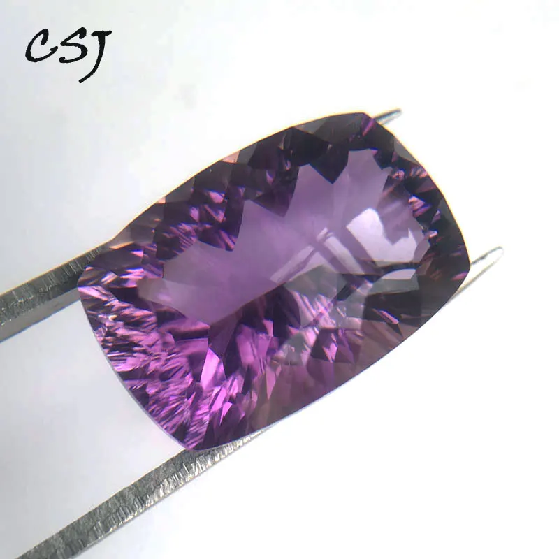 

CSJ Real Natural Amethyst Loose Gemstone Cushion Brilliant Concave Cut For Diy Fine Jewelry 925 Silver Gold Mounting Ring