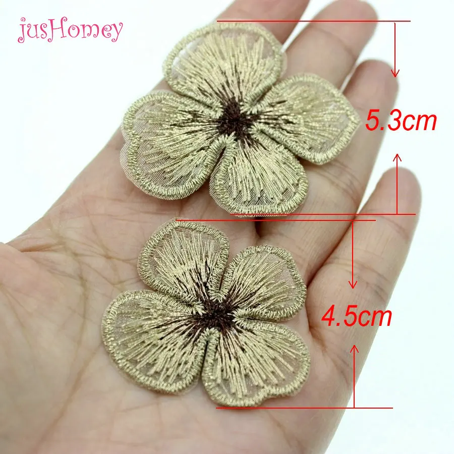 40PCS/lot Embroidery Lace Four Petals Appliques Gradient Translucent Single layer for Hair accessories,Garment Embellishment