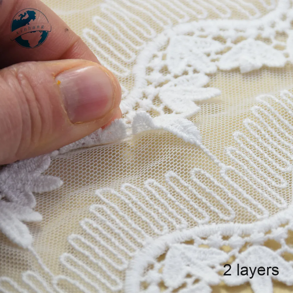 17cm Double Layer Cotton Embroid Llace Sewing Ribbon Guipure Trim Fabric Warp Knitting Garment Accessories African lace#3013