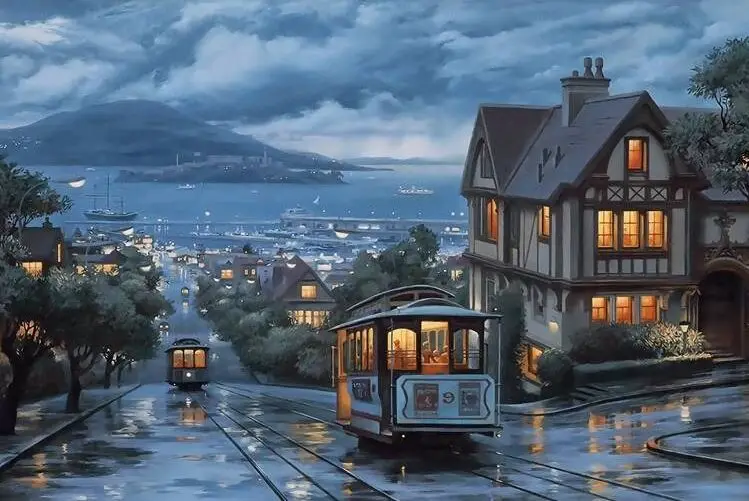 

European street tram The wooden puzzle 1000 pieces ersion paper jigsaw puzzle white card adult children's educational toys