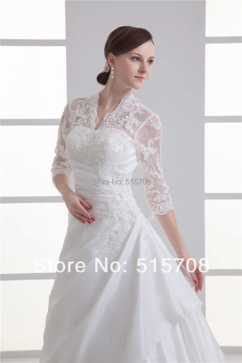 V Neck Lace White Ivory Hollow Back Bridal Gowns Half Sleeves Lace Up Court Train A Line Wedding Dresses Custom Make