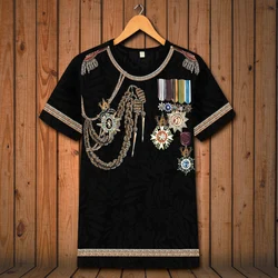 European style vintage court medal printing oversized short sleeve t shirt Summer 2018 soft breathable quality t shirt men S-6XL