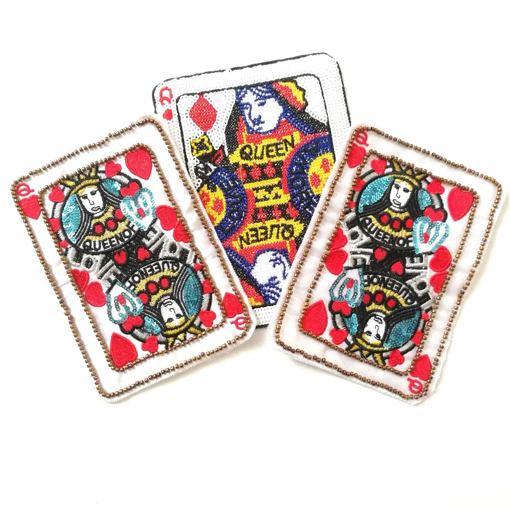 Corona di perline poker paillettes patch vintage ricamato applique abbigliamento moda decorazione cucire su accessori di patch A Motivi di patch