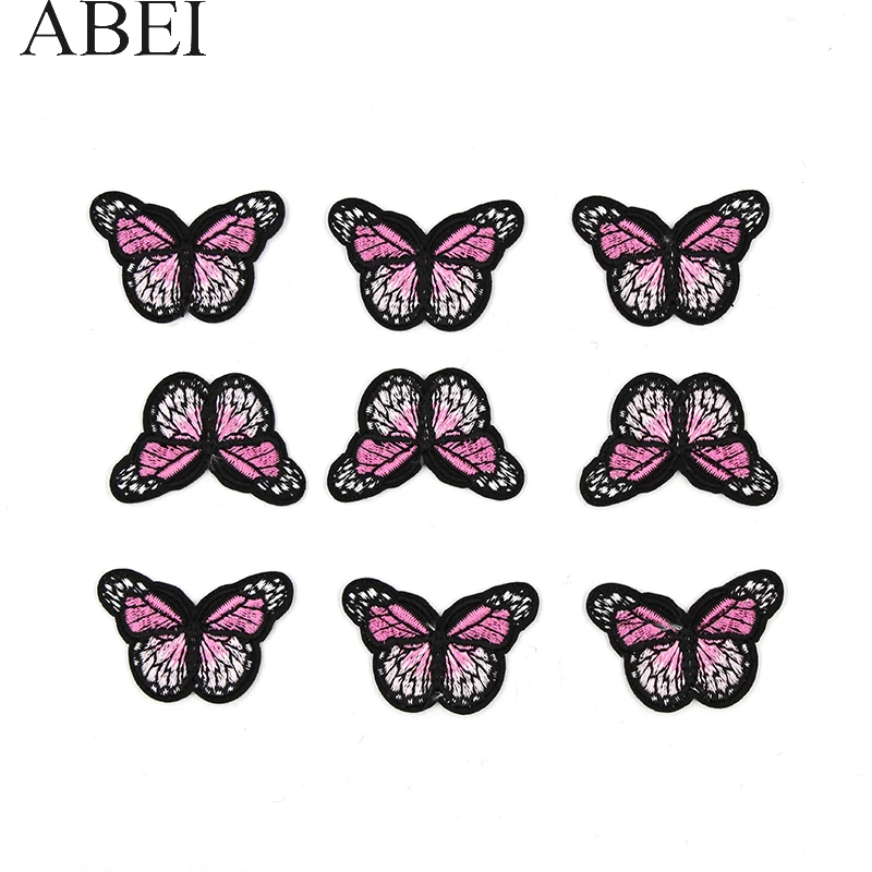 10pcs/lot Embroidery Pink Butterfly Appliques Diy Bags Stickers Sewing Coats Jeans Fabric Patches Handmade Dress Pants Badge