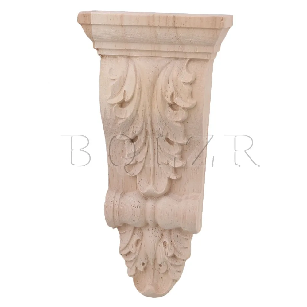 BQLZR 16x8x2.8cm European Style Unpainted Furniture Wood Carved Onlay Craft Pack of 4