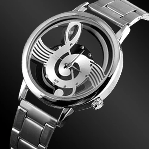 Music Note Notation Watch Stainless Steel Wristwatch Luxury Fashion Hollow Men Women Unisex Relogio Silver Drop Ship Relojes