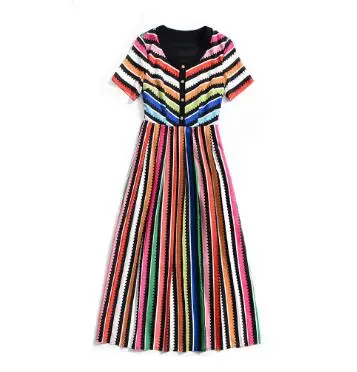 

Europe and the United States 2019 summer new women's slim printed dress pleated dressT3605