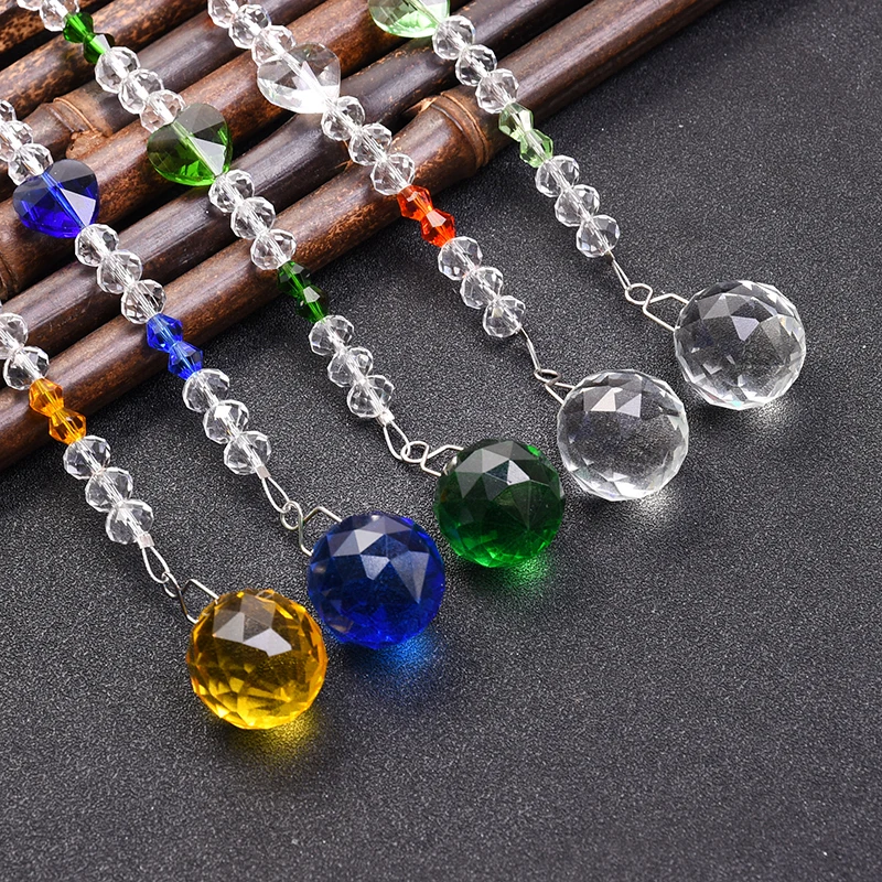 5PCS/Lot Chandelier Crystals Ball Prism Pendant Rainbow Maker Chakra Heart Suncatcher