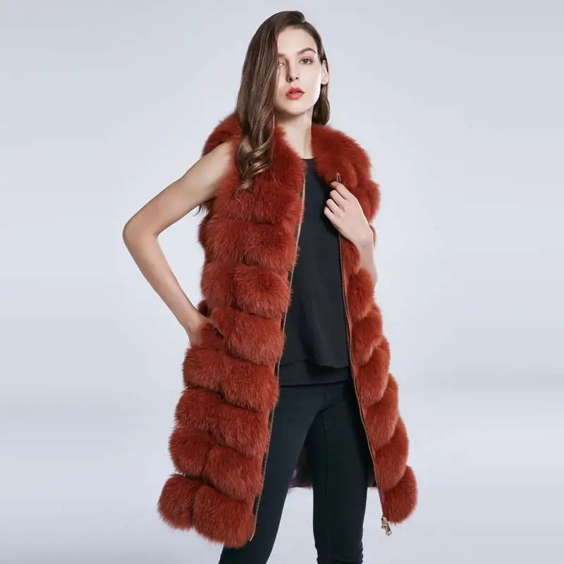 Fox Fur Long Coat Winter Coat Female Hairy Fur Collar Real Fur Coat Adjustable Fatty Skinny Design Tilt Stripe 2021 New