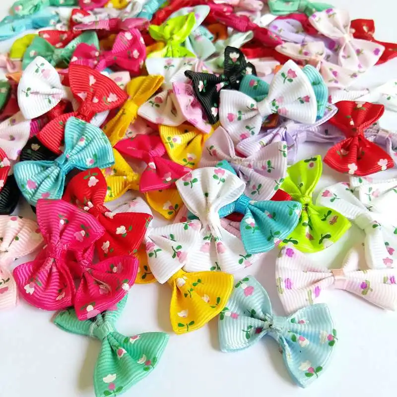 50PCS/lot Party Wedding Ribbons Bow Satin Applique DIY Arts Beautiful Bowknot Tie Gifts Box Accessories