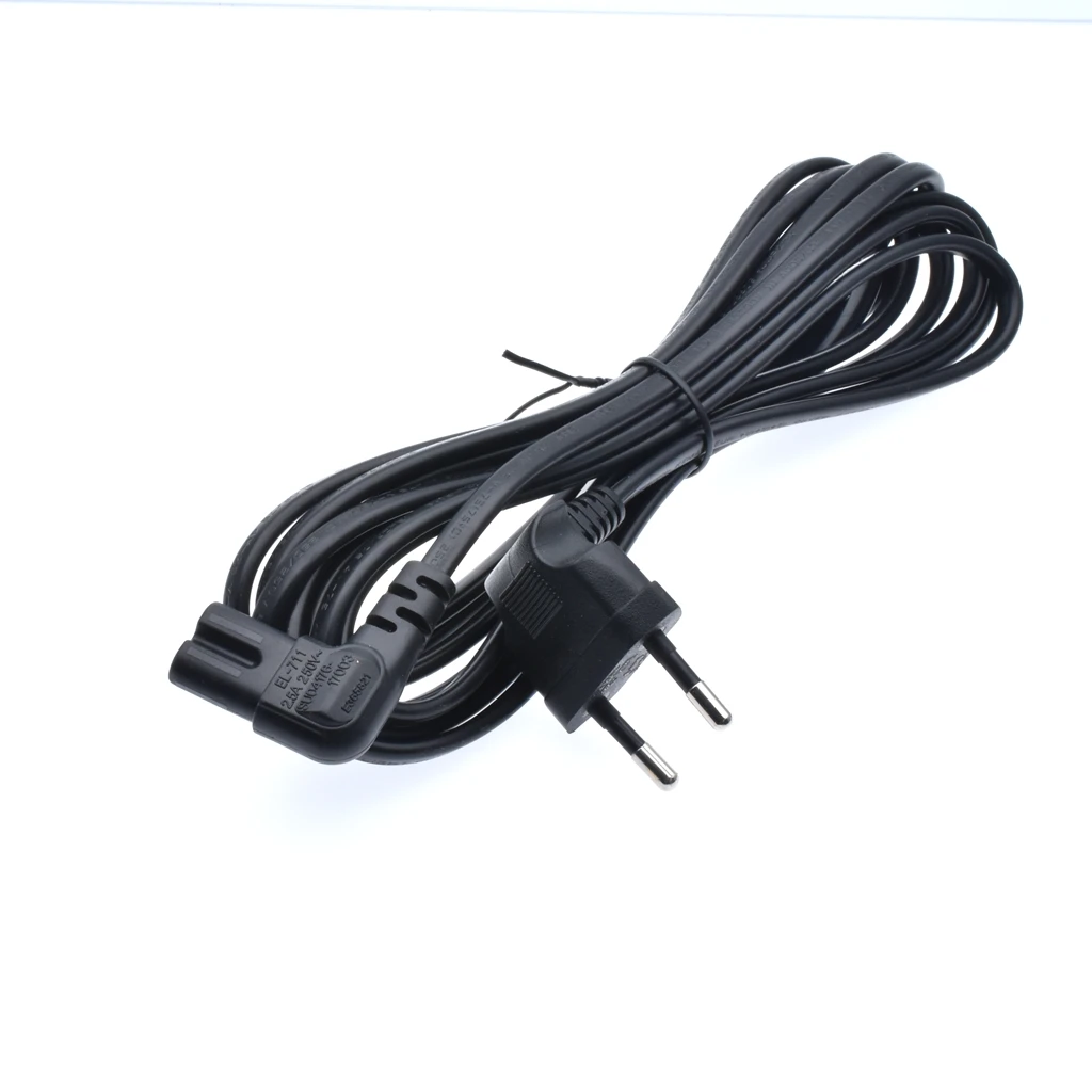 EU 2pin Plug Elbow Angled to IEC 60320 C7  Power Cable for samsung Philips Sony LED TV 300cm