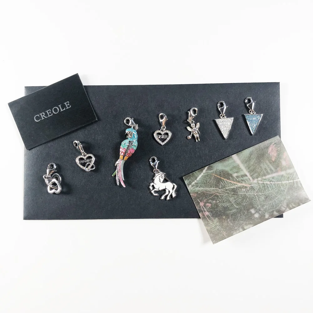 Link serca siostra córka anioł kolorowe papugi jednorożec trójkąt urok wisiorek, 2019 letnia biżuteria 925 Sterling Silver — zdjęcie 5