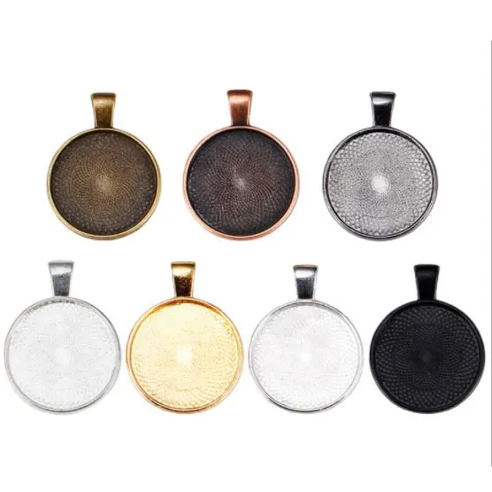 

100 pcs - 25mm Round Pendant Tray Wholesale 1 Inch Pendant Bezel Blanks Cabochon Setting Base for Necklace Making