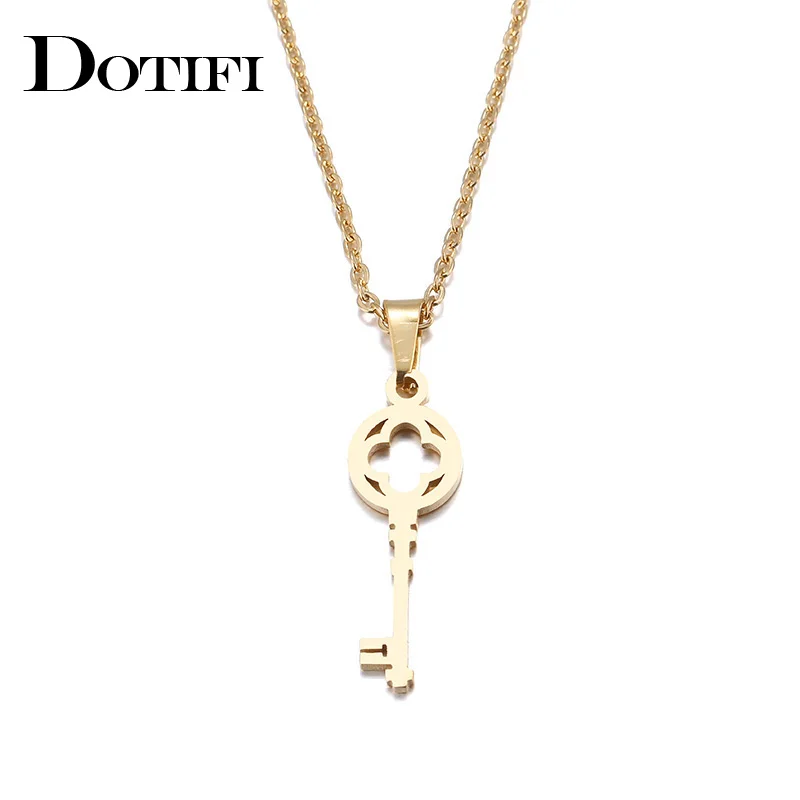 DOTIFI Edelstahl Halskette Für frauen Liebhaber Mode Schlüssel Anhänger Schlüsselbein Halsketten Valentinstag Geschenk Karte Schmuck