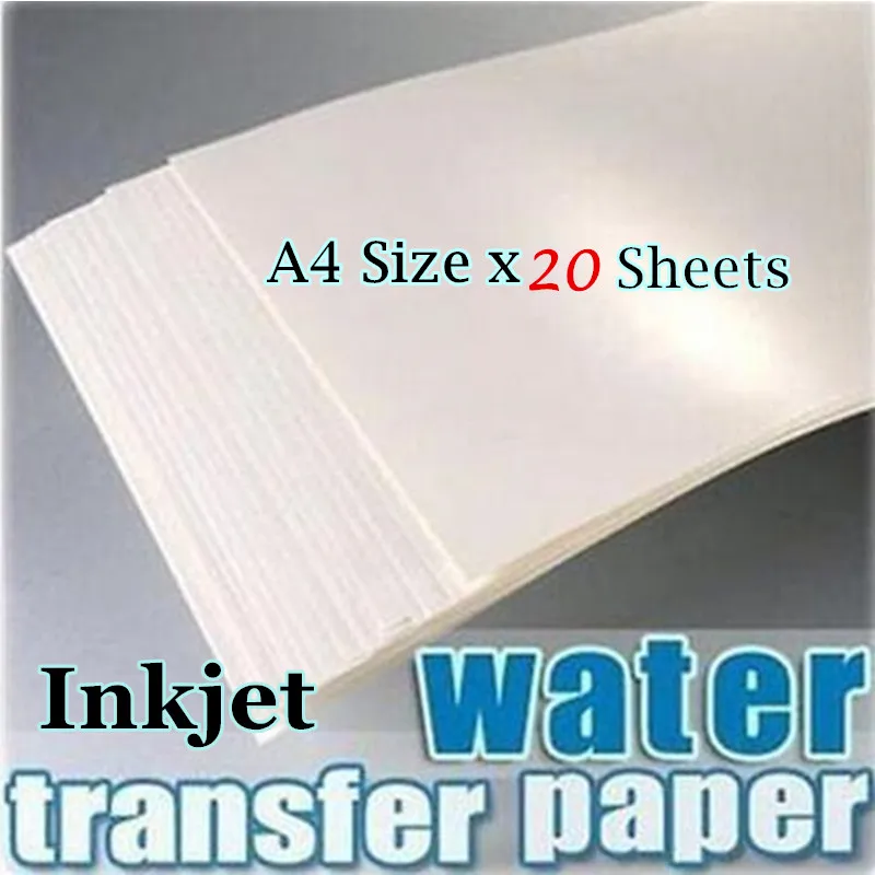 

(20sheets/Lot) A4 Size Inkjet Water Slide Decal Transfer Paper White Background Transfer Paper Waterslide Decal PrintingPaper