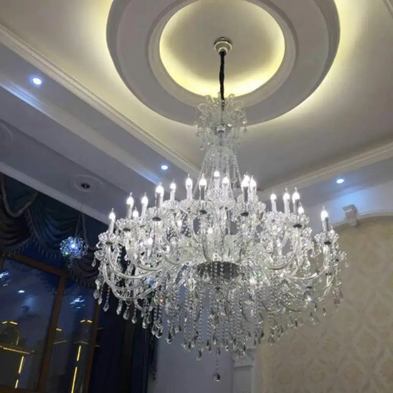 

Large 30-light Church Chandelier led Candelabro crystal pendant hotel Light fixtures Modern Led Chandelier For Foyer home Lustre