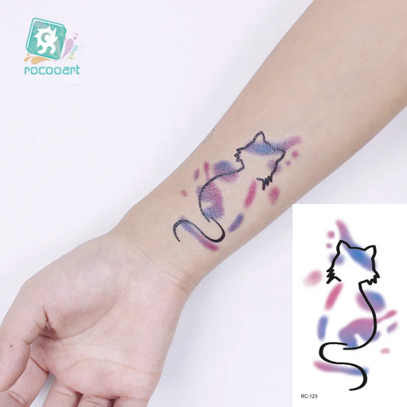 Rocooart Animal Waterproof Temporary Tattoo Sticker Flamingo Cat fox Tatoo Body Art Women Men Fake Taty Tatuaje