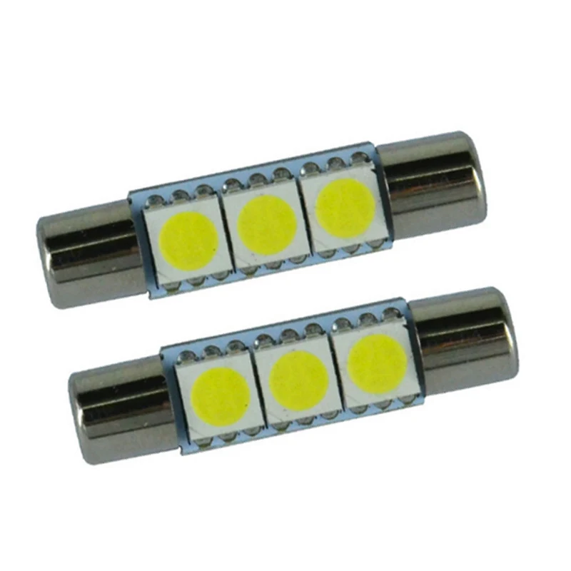 100pcs T6 Festoon C5W 28mm 31mm Car Interior Light Auto Reading Dome License Plate Lamp Vanity Mirror Bulb 5050 3SMD White DC12V