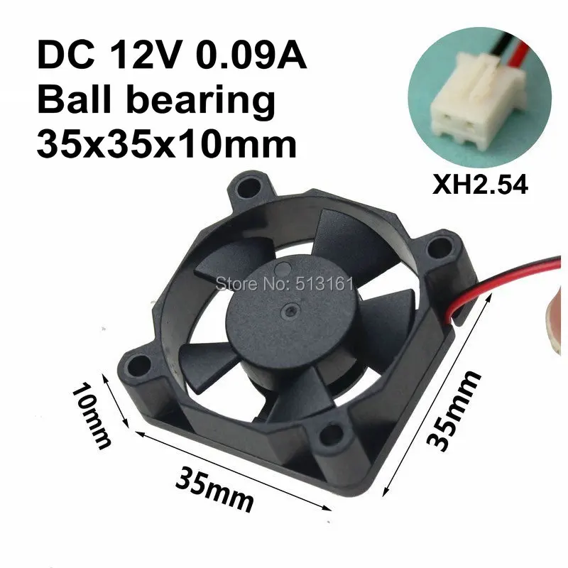 5Pcs Gdstime Mini 35mm 35x35x10mm Ball Bearing 0.09A 2 Pin 12V DC Cooling Fan