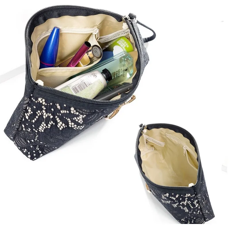 Custodia cosmetica di Design classico in pizzo Miyahouse per borse da trucco con cerniera femminile borsa da trucco femminile con fiocco moda donna