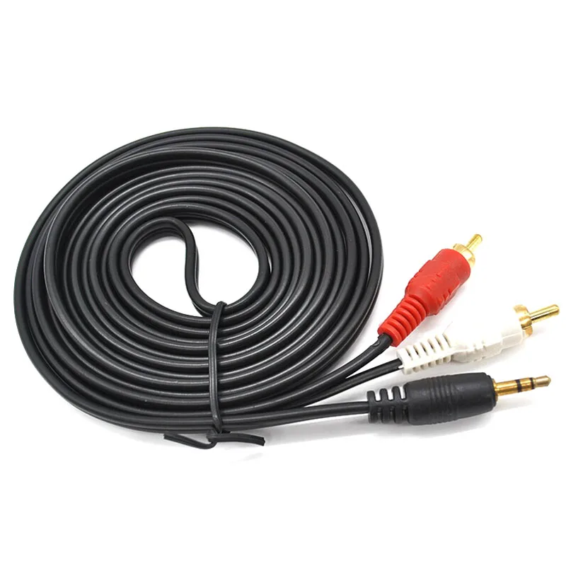 3.5mm Male Jack to AV 2 RCA Male Stereo Music Audio Cable Cord AUX for Mp3 Pod Phone TV Sound Speakers 1.5M/3M/5M/10M