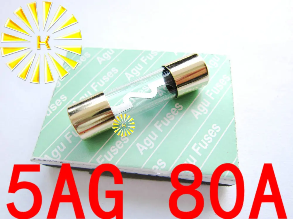 10PCS x 5AG 10A 20A 30A 40A 50A 60A 70A 80A 100A  Fuse 10*38mm Gold Plated AGU Fuses For Car Audio Resistor