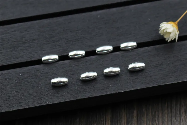 5pcs 100% 925 Sterling Silver Rice Spacer Beads 6x3mm High Quality Metal Charm Beads Fit Bracelets Neckalce DIY Jewelry Making