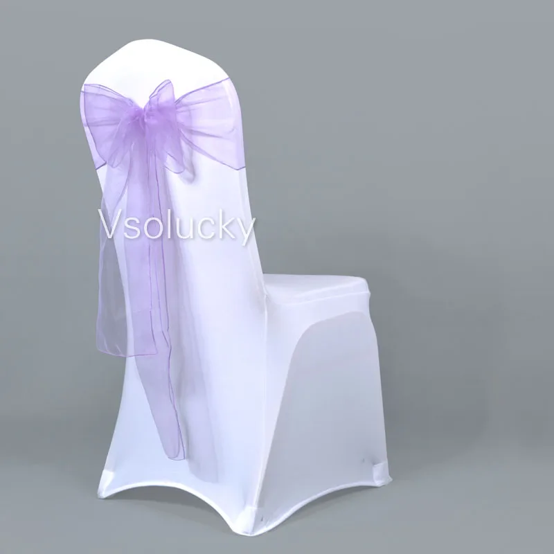 25 pz/lotto Sheer Organza Chair telai Bow Cover Wedding party Xmas Birthday Shower Decoration