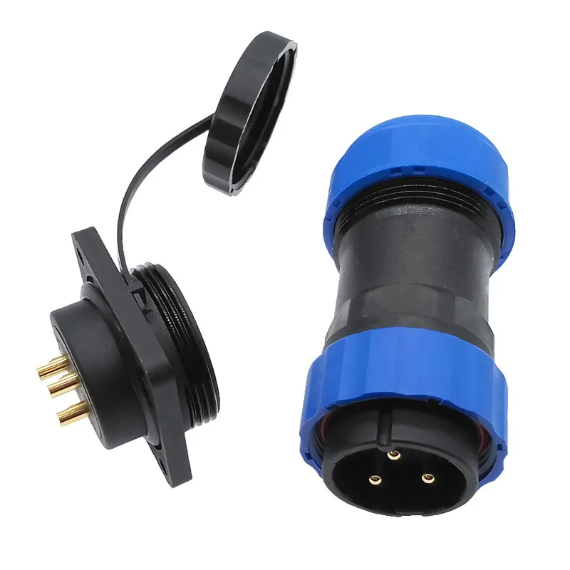 SP28 corrugated pipe waterproof connector IP68 plug and  Flange socket 2 pin 3/4/5/6/7/9/10/12/14/16/19/22/24/26Pin image 5
