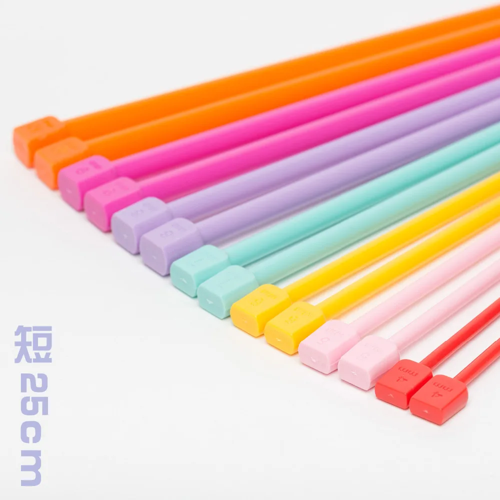 40CM & 25CM DIY Crochet Hooks Knitting Needles Multi color Soft Plastic Grip Handle Weave Craft 4MM 5MM 6MM 7MM 8MM 9MM 10MM