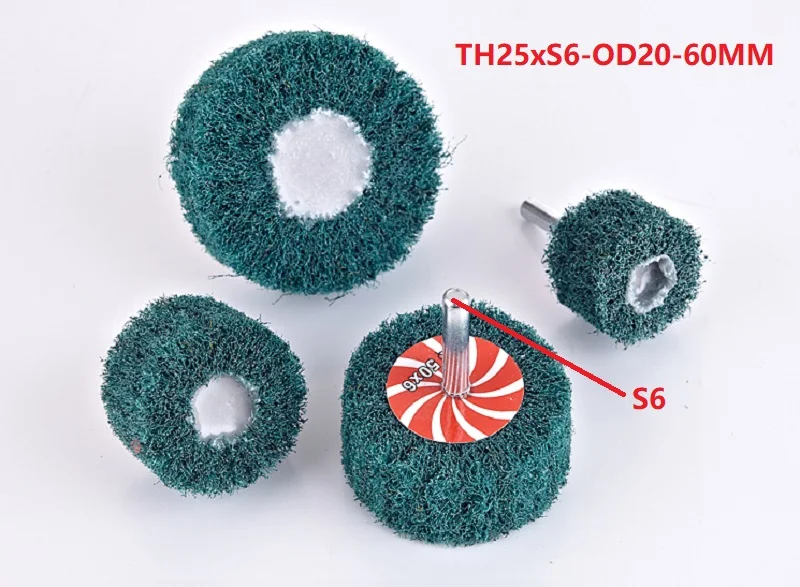 New 10Pcs/lot 180# Mounted Non-woven Mop Polishing Brush Wheel Optional OD 60mm 50mm 40mm 30mm 25mm 20mm for Drill Power Tools