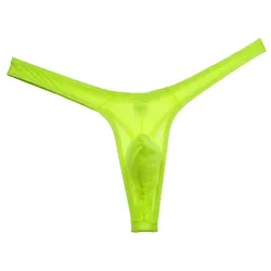 Solid Color Spandex Men's Sexy Bikini Thongs Smooth G-Strings Nylon Elastic Male Thong Underwear Protruding Pouch Fashion Brand