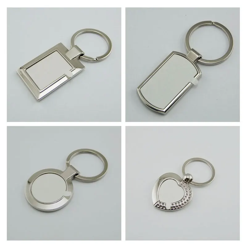 

sublimation keychains blank metal square round heart key ring hot transfer printing custom consumables 15pieces/lot