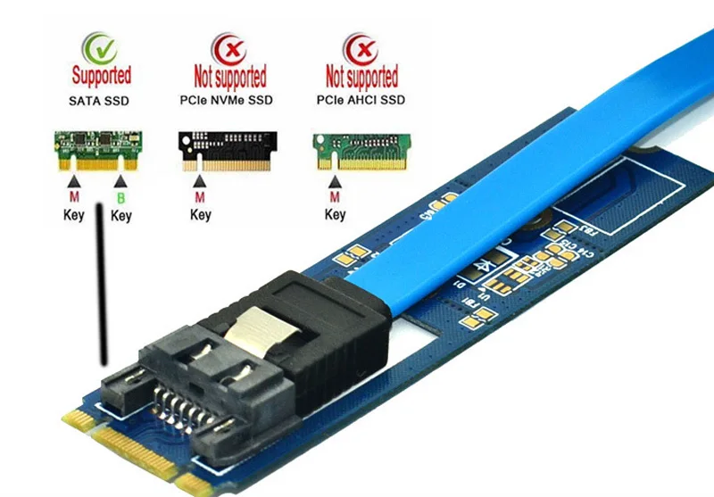 M2 SATA Adapter Convert Card B-M KEY M.2 NGFF SATA SSD to 7Pin Adapter Board Card Support 2242 2260 2280 Main Board for Computer