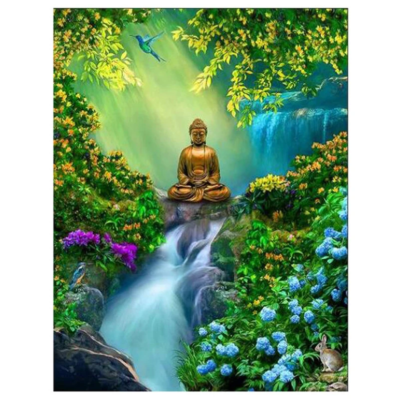 

Waterfall monk 5D Home Decor Multi-style Diamond Painting Cross Ctitch Kit Wall Sticker Mosaic Diamond Embroidery Painting