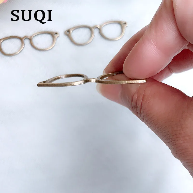 SUQI 6 PCS 50mm Bronze glasses double hole Earring Necklace Earrings Bracelet Pendant a lot Ornaments jewelry making Accessories