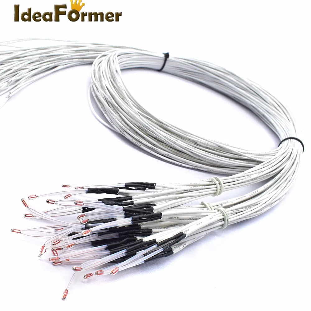 5pcs 100K ohm NTC 3950 Thermistors Sensors with Cable 3D Printers Parts For for Reprap Mend Part High Temperature Accessories